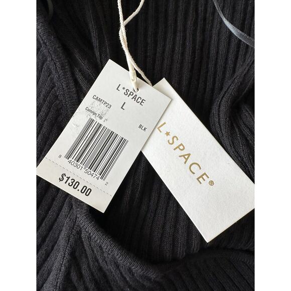 L Space Black Ribbed Sweater Camryn Top Large MSRP $130.00 - Picture 5 of 7